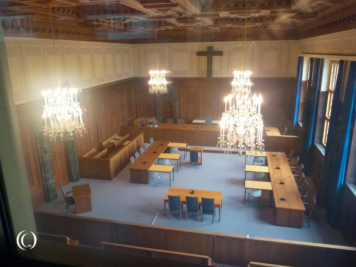A view from the balcony of courtroom 600 Nuremberg