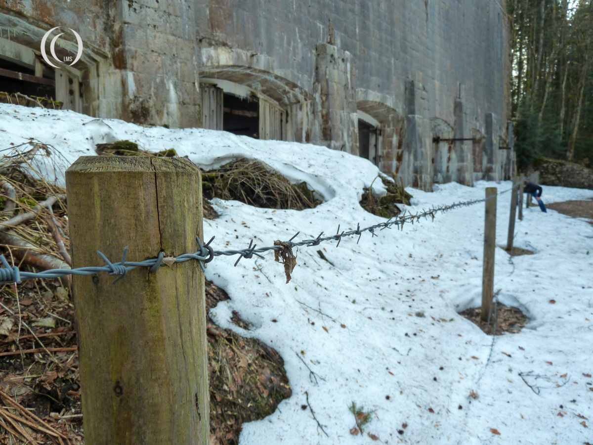 Barbed wire in front of the Coal Storage Bunker