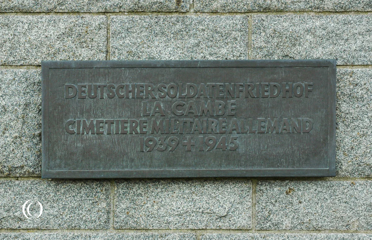 German War Cemetery La Cambe entrance sign
