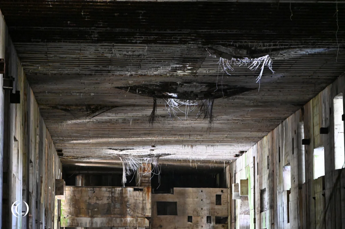 bomb impacts inside bays 6 and 7 of U-boat bunker Valentin