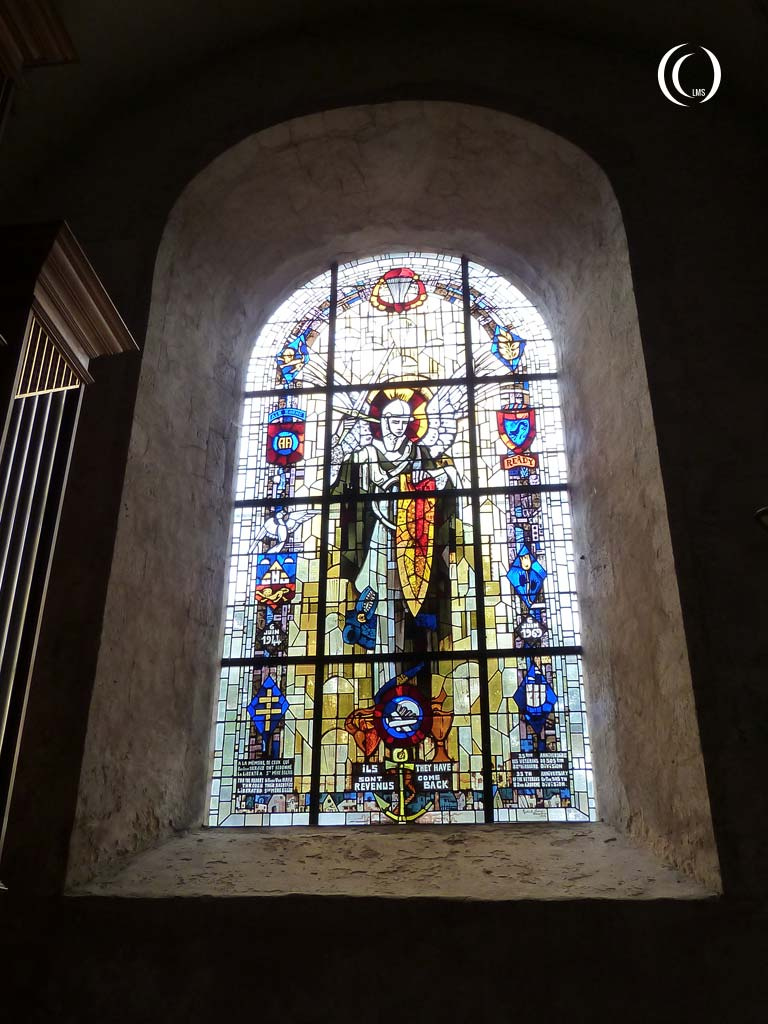 stained glass commemorating the D-day landings of 82nd and 101st Airborne Division - Sainte-Mère-Église, Normandy, France
