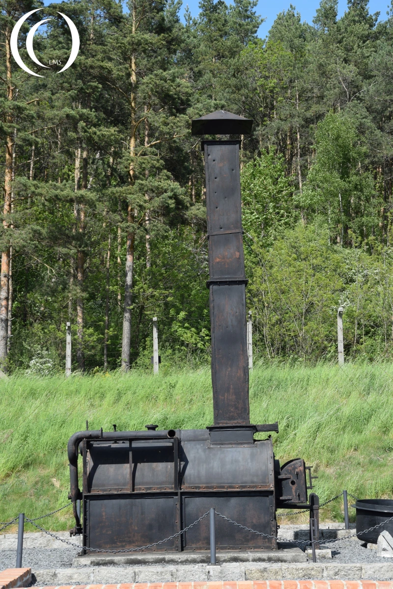 The mobile crematorium with bullet holes in the chimney