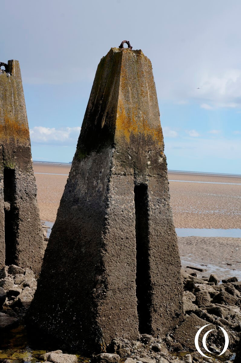 Concrete pylon at the Cramond Causeway