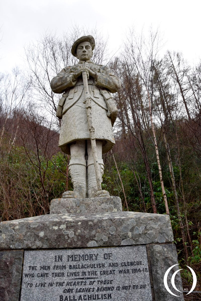 World War One memorial Glencoe view on the statue