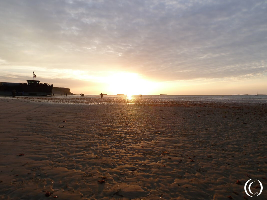 Phoenix Caissons at sunset, Mulberry Harbour - Arromanche