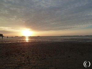 Phoenix Caissons at sunset, Mulberry Harbour - Arromanche