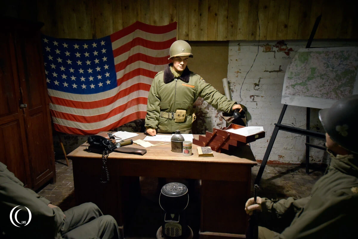 Diorama of Brigadier General Anthony McAuliffe in his Bastogne headquarters at Bastogne Barracks