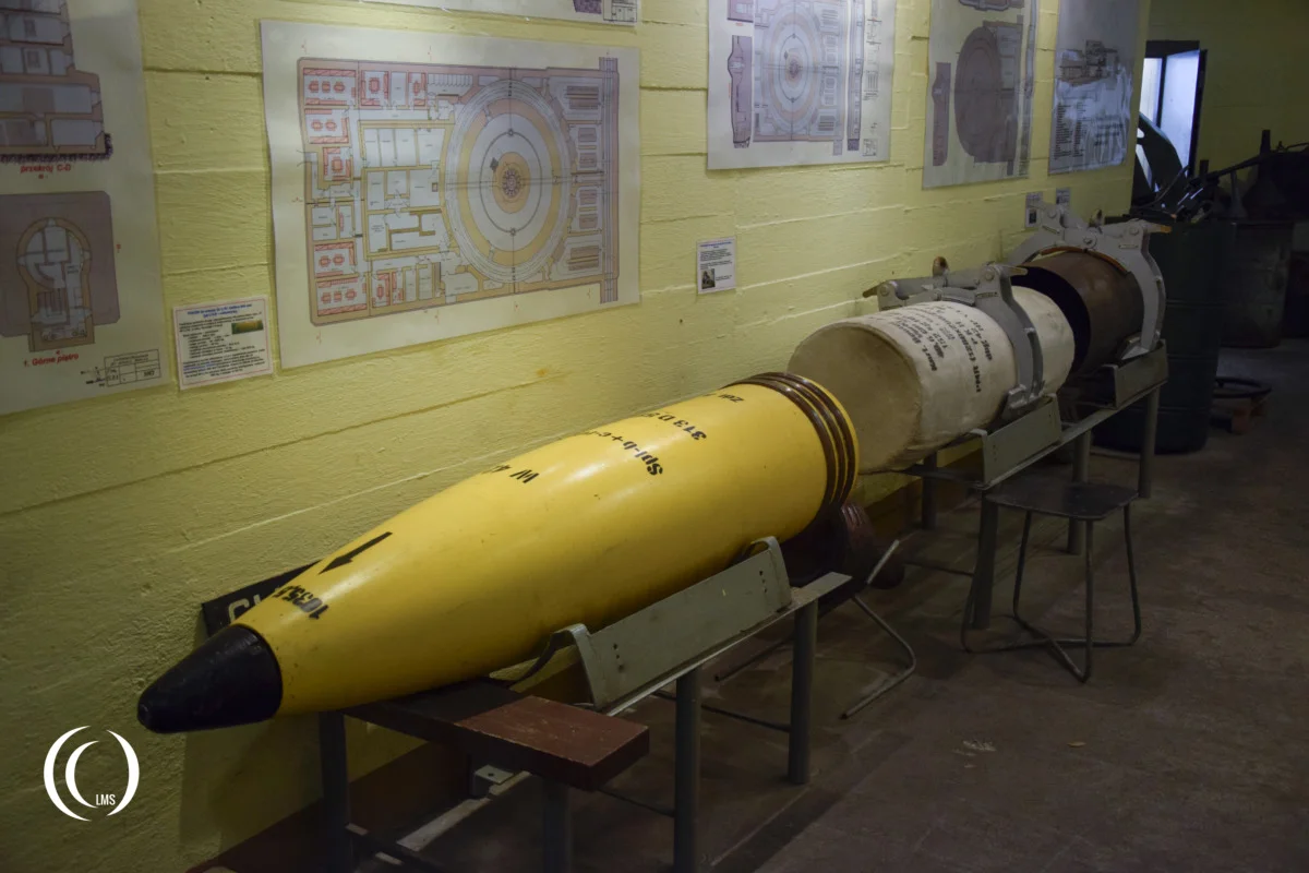 40.6 cm projectile with powder pack and shell of Battery Schleswig-Holstein in Hel, Poland