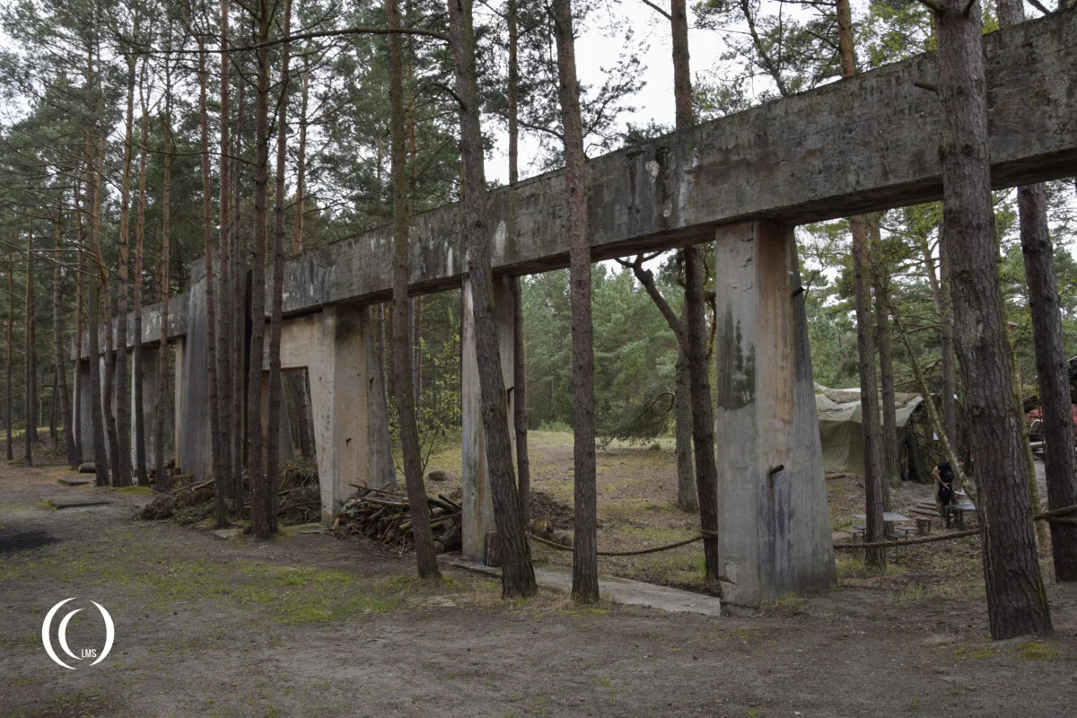 Concrete support for the gantry crane at gun emplacement B2 of Battery Schleswig-Holstein in Hel, Poland