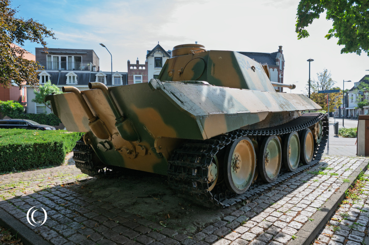 Panther tank on display in street