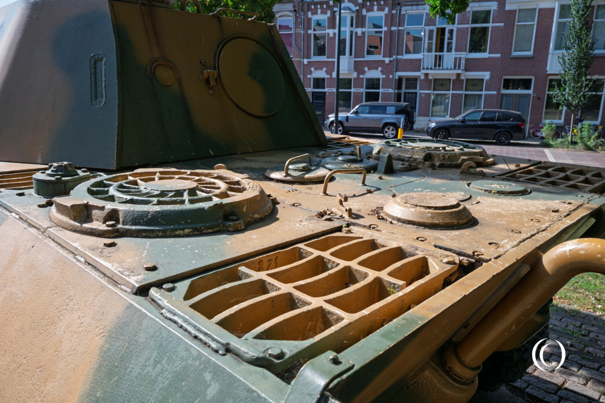 Panther tank on display in street