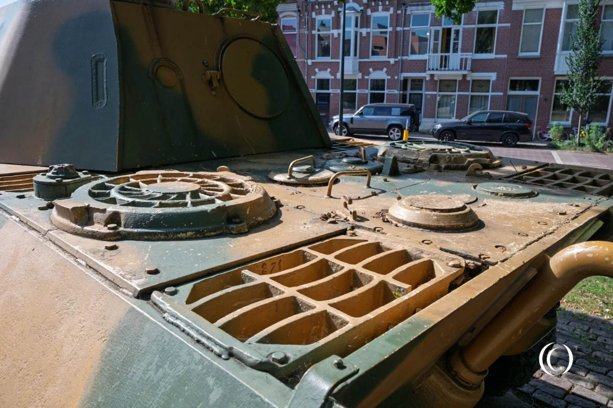 Panther tank on display in street
