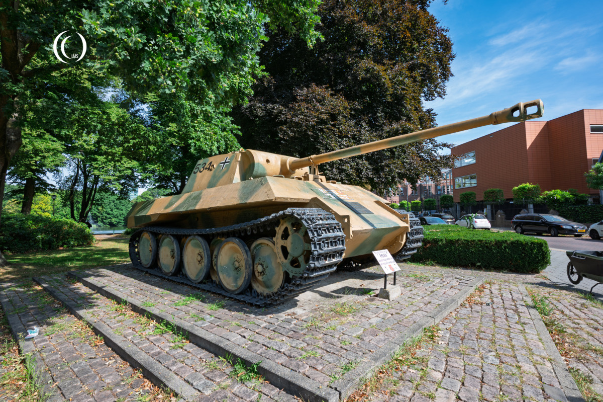 Panther tank on display in street