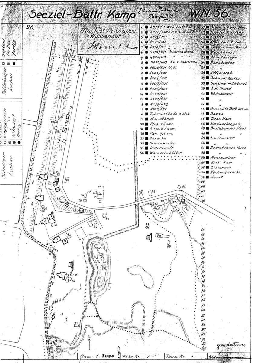 Baufortschrittskarte Seeziel Batterie Kamp WN.56