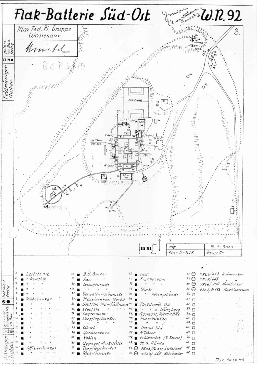 Baufortschrittskarte Flak Batterie Sud-Ost WN.92