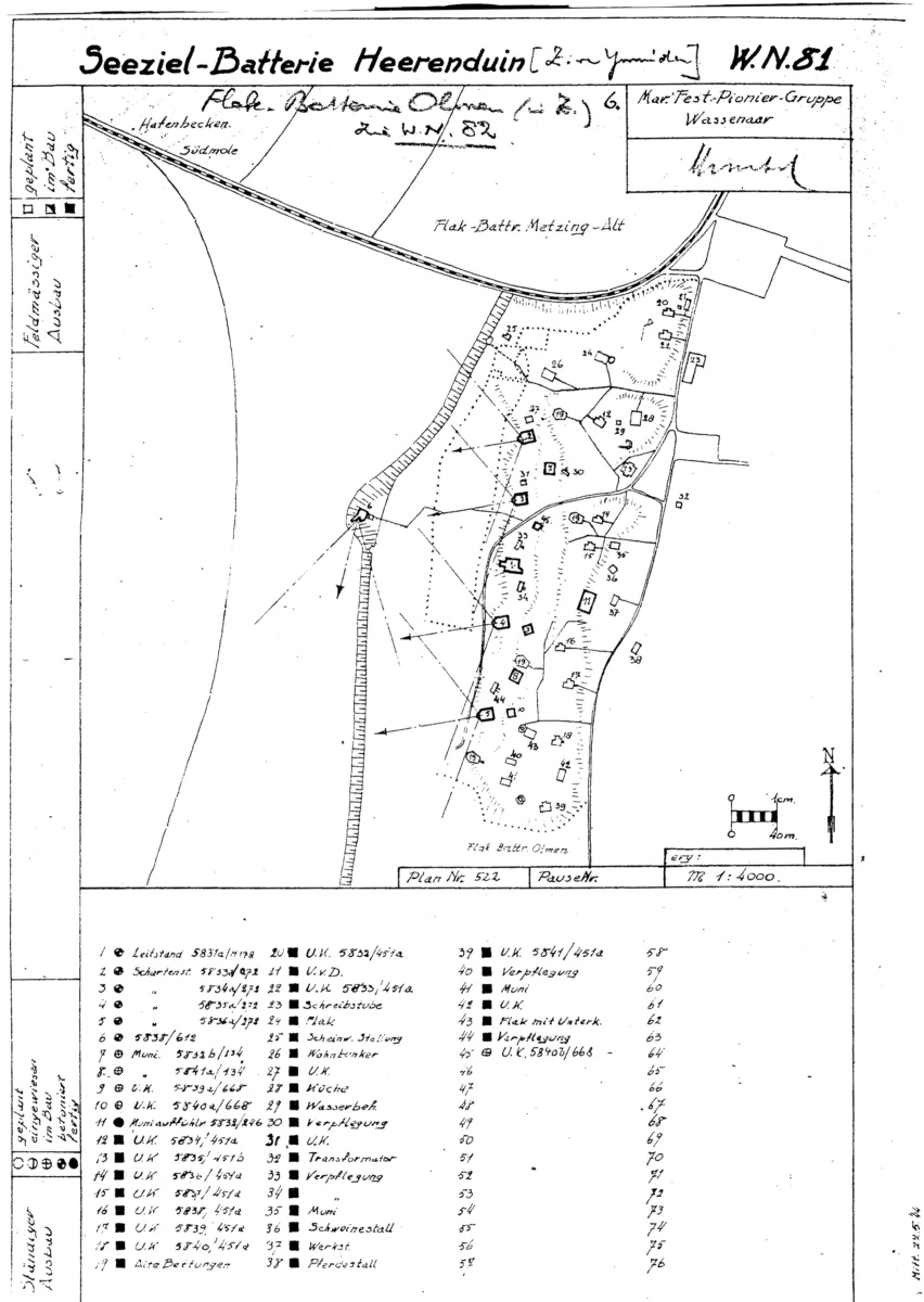 Baufortschrittskarte Seeziel-Batterie Heerenduin IJmuiden Wn.81