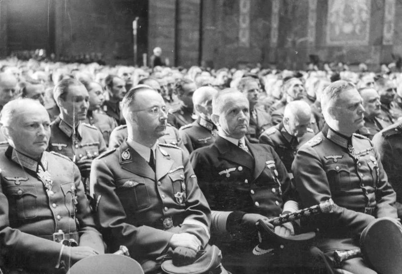 Left to right: Kluge, Himmler, Dönitz and Keitel at Hans Hube's funeral, 1944