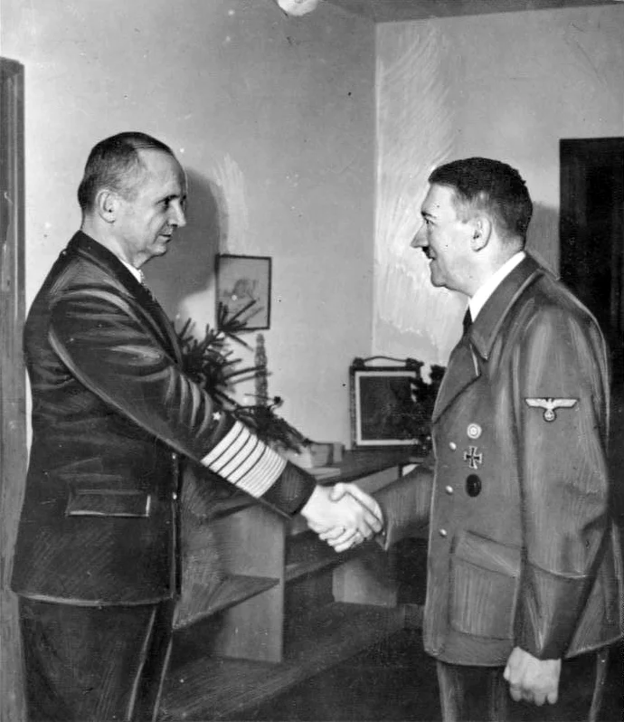 Karl Dönitz meets Adolf Hitler in the Führerbunker, Berlin 1945