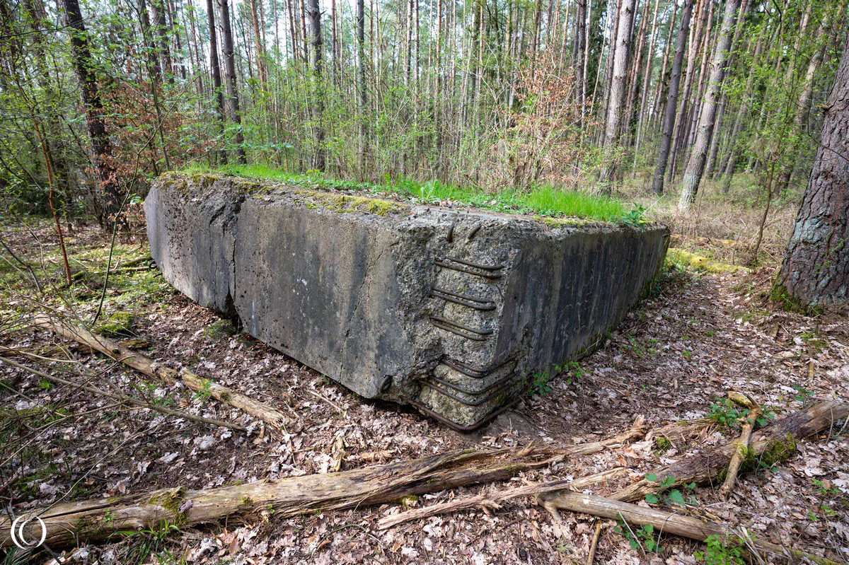 Toppled test wall at the Rechlin proving grounds near the Die Weisser Häuser, The White Houses