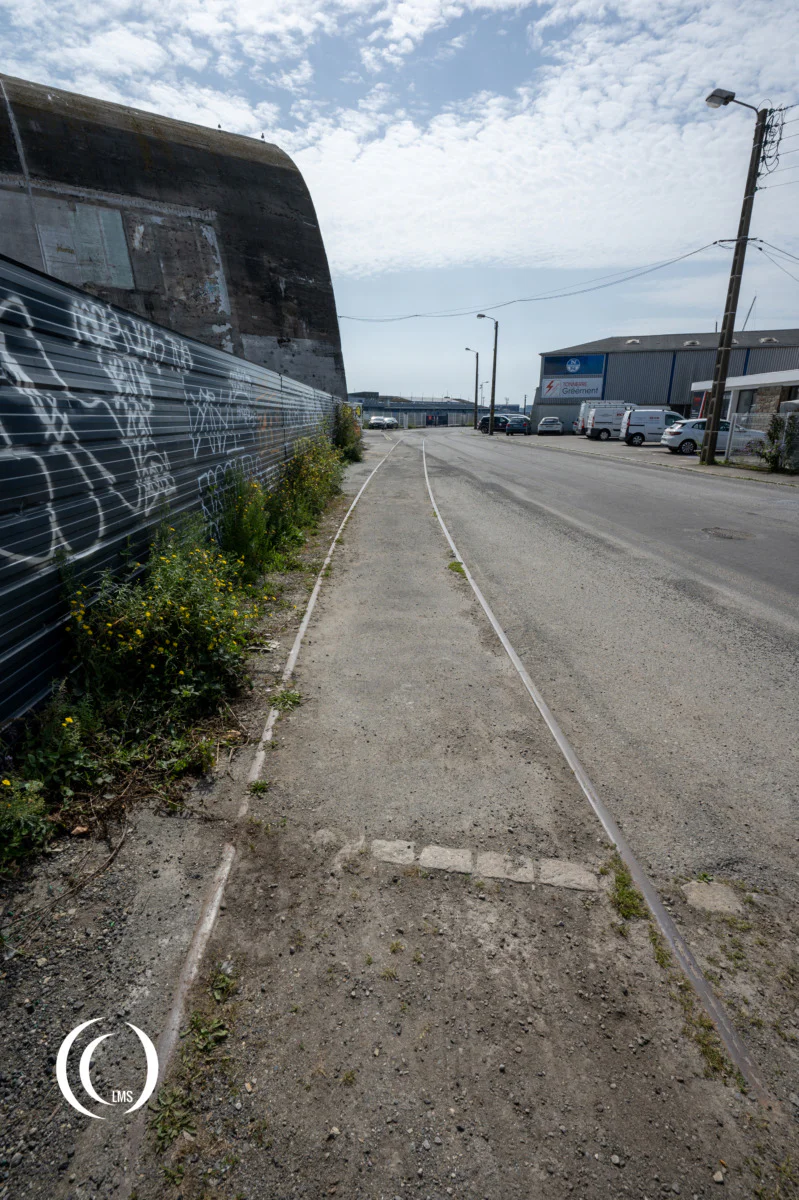 Rail tracks pass along Dom bunker T6 Lorient