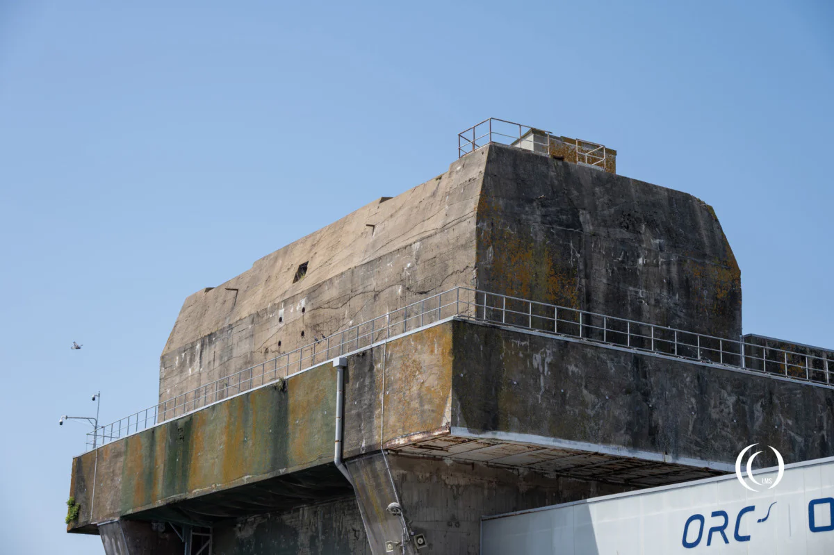 Anti-aircraft bunker on the roof above the entrance of Keroman 1, Lorient