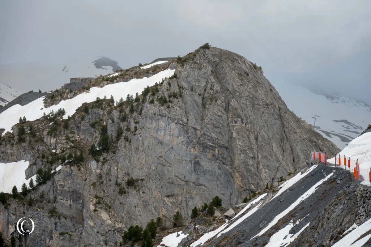 Mountain with bunkers