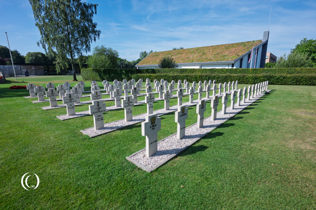 Rows of headstones at the Polish War Cemetery in Breda