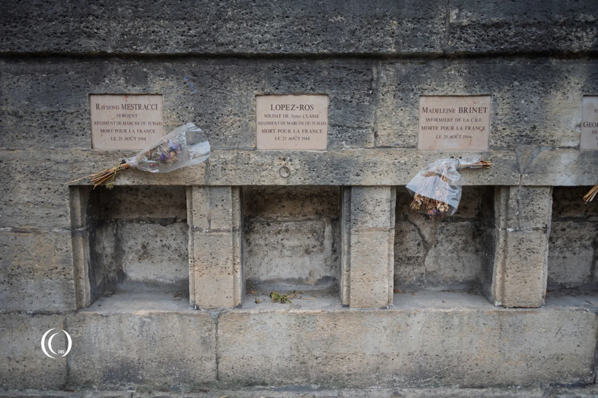 Memorial plaques for 10 fallen victims during the liberation of Paris