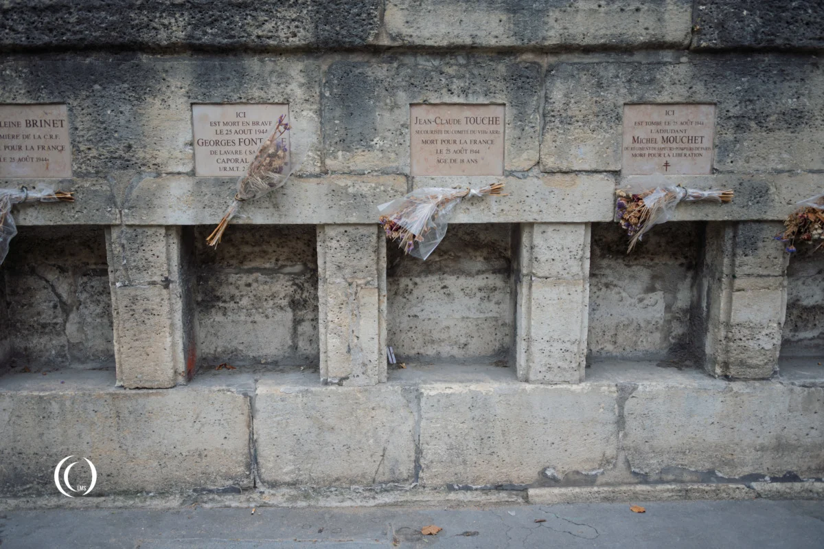 Memorial plaques for 10 fallen victims during the liberation of Paris