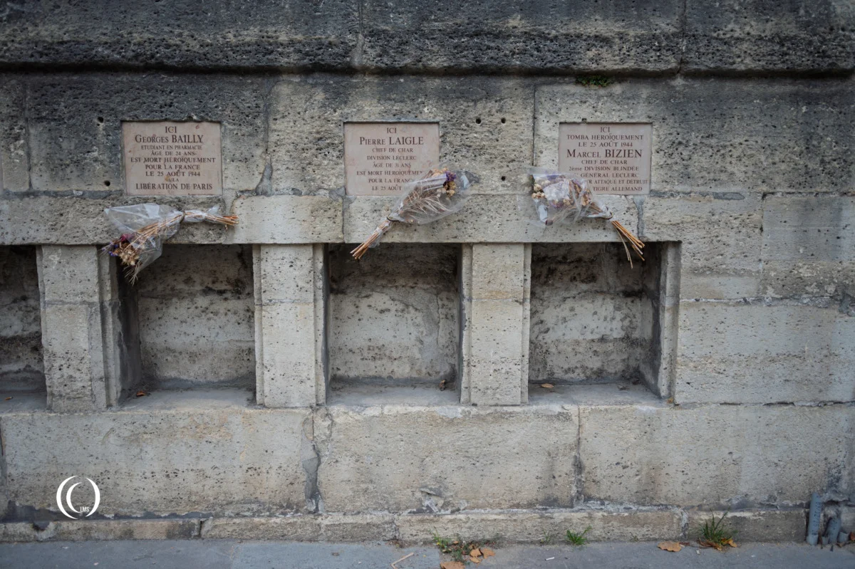 Memorial plaques for 10 fallen victims during the liberation of Paris