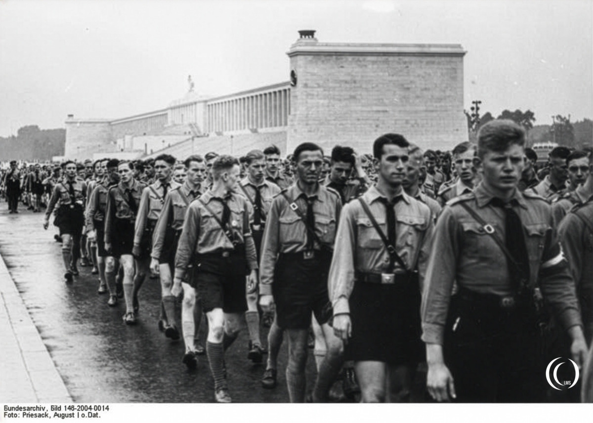 March-past of the Hitler Jugend in front of the Zeppelin Main Grandstand