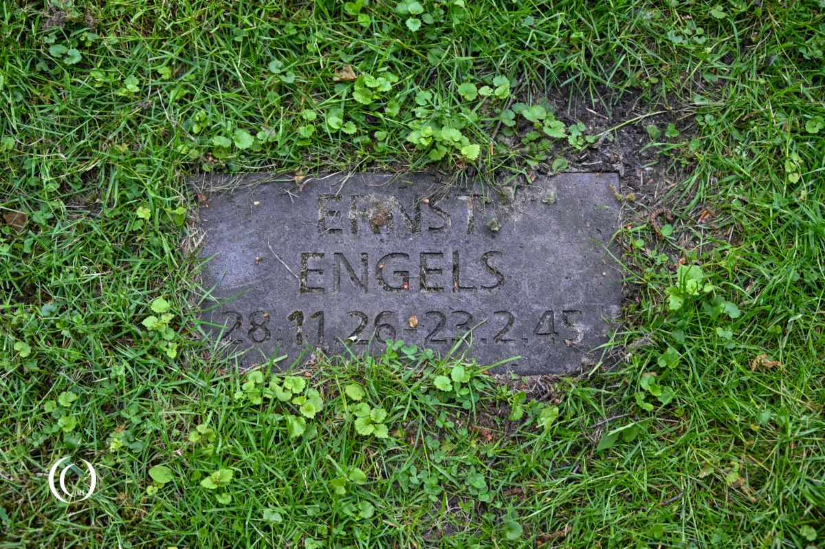Grave stone of Ernst Engels at War Cemetery Weeze, Germany