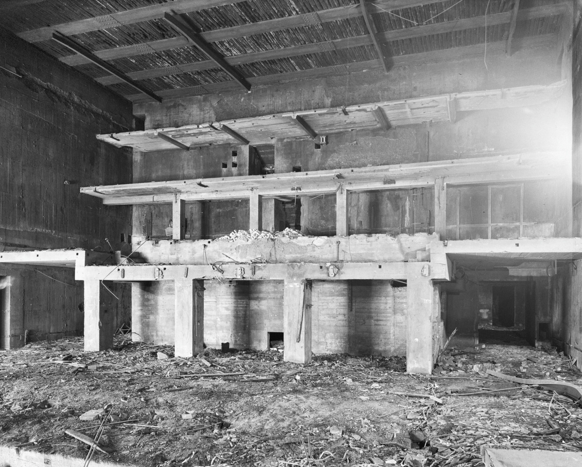 Bunker Diogenes II wrecked interior in 1962