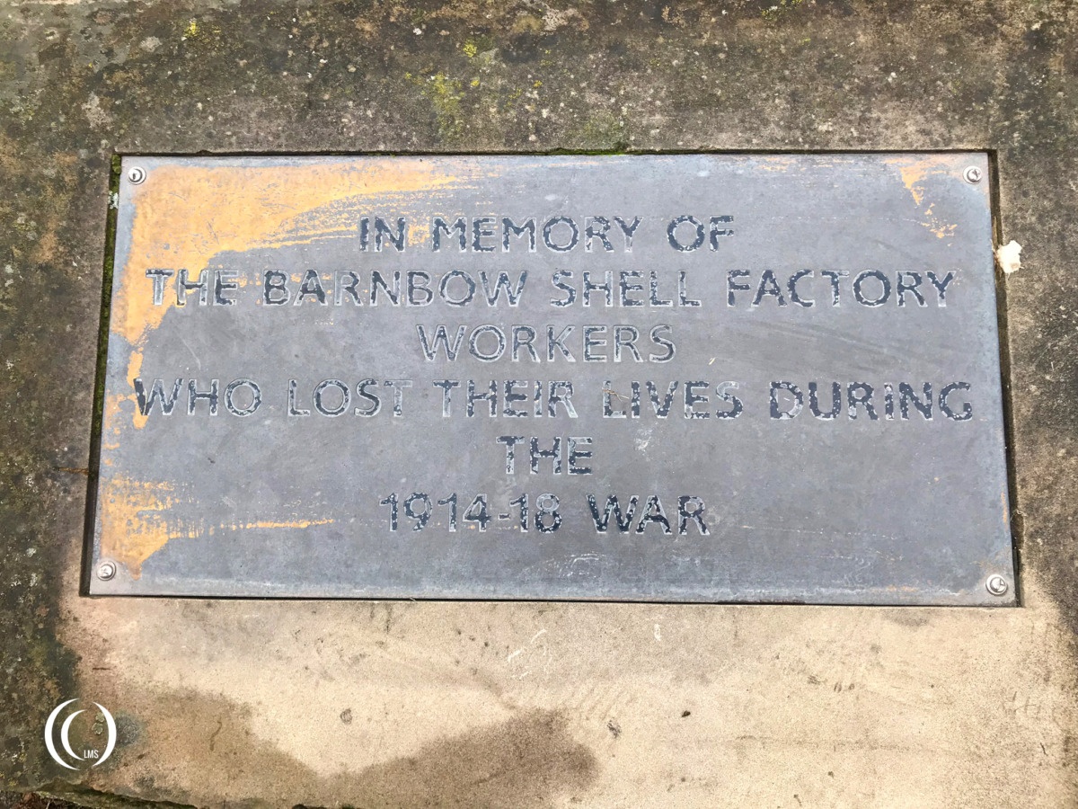 Commemoration plaque at the memorial of Shell Filling Factory Barnbow