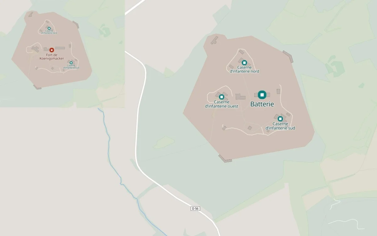 Map Feste Königsmachern - Fort de Koenigsmacker, Moselstellung - Kœnigsmacker, France - Open streetmap - Mapcarta