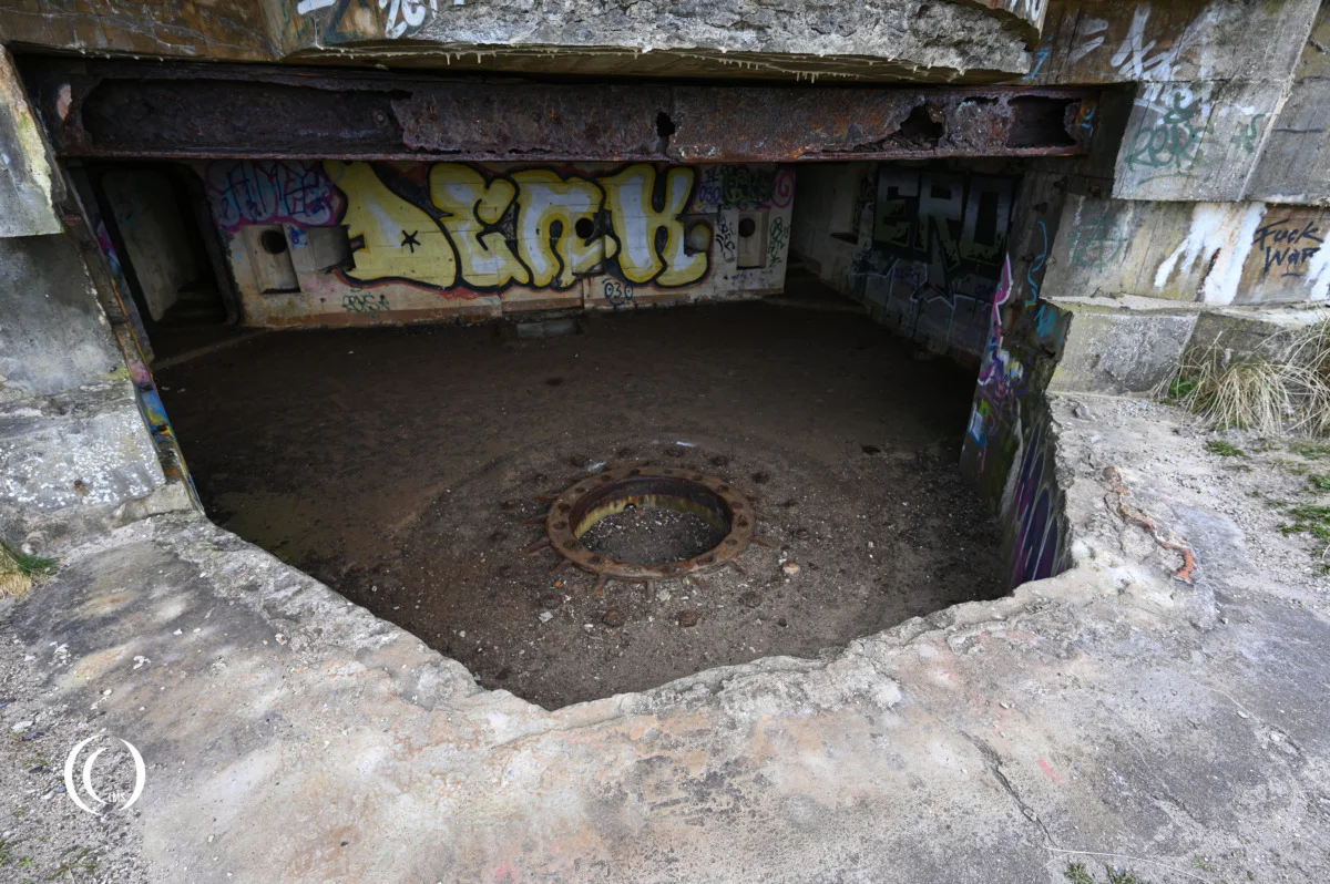 Inside M 270 gun casemate for one of the 17 cm guns of Marine Küstenbatterie Hanstholm I in Denmark