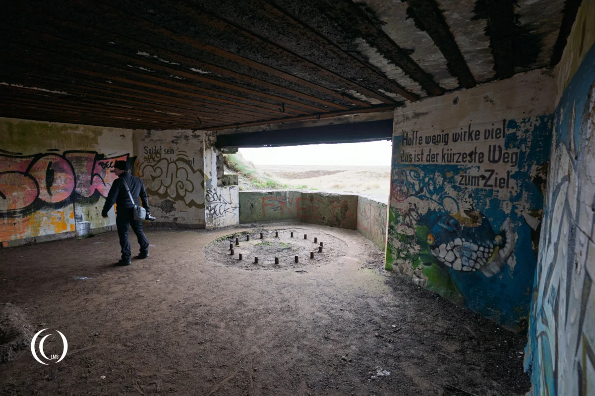 Inside M 270 gun casemate for one of the 17 cm guns of Marine Küstenbatterie Hanstholm I in Denmark