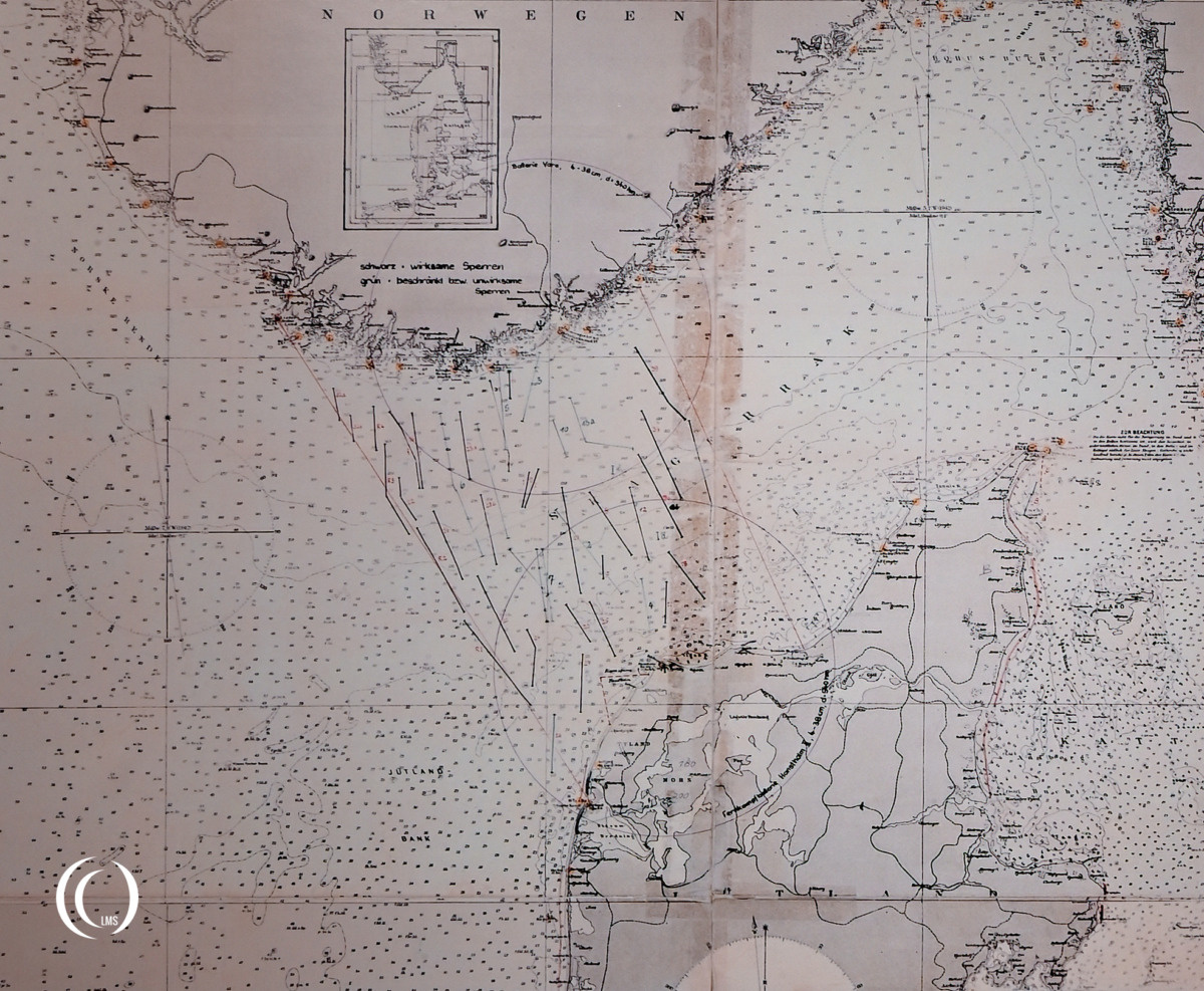 Detail of a Kriegsmarine Minenübersichtskarte Nord- und Ostsee of WWII