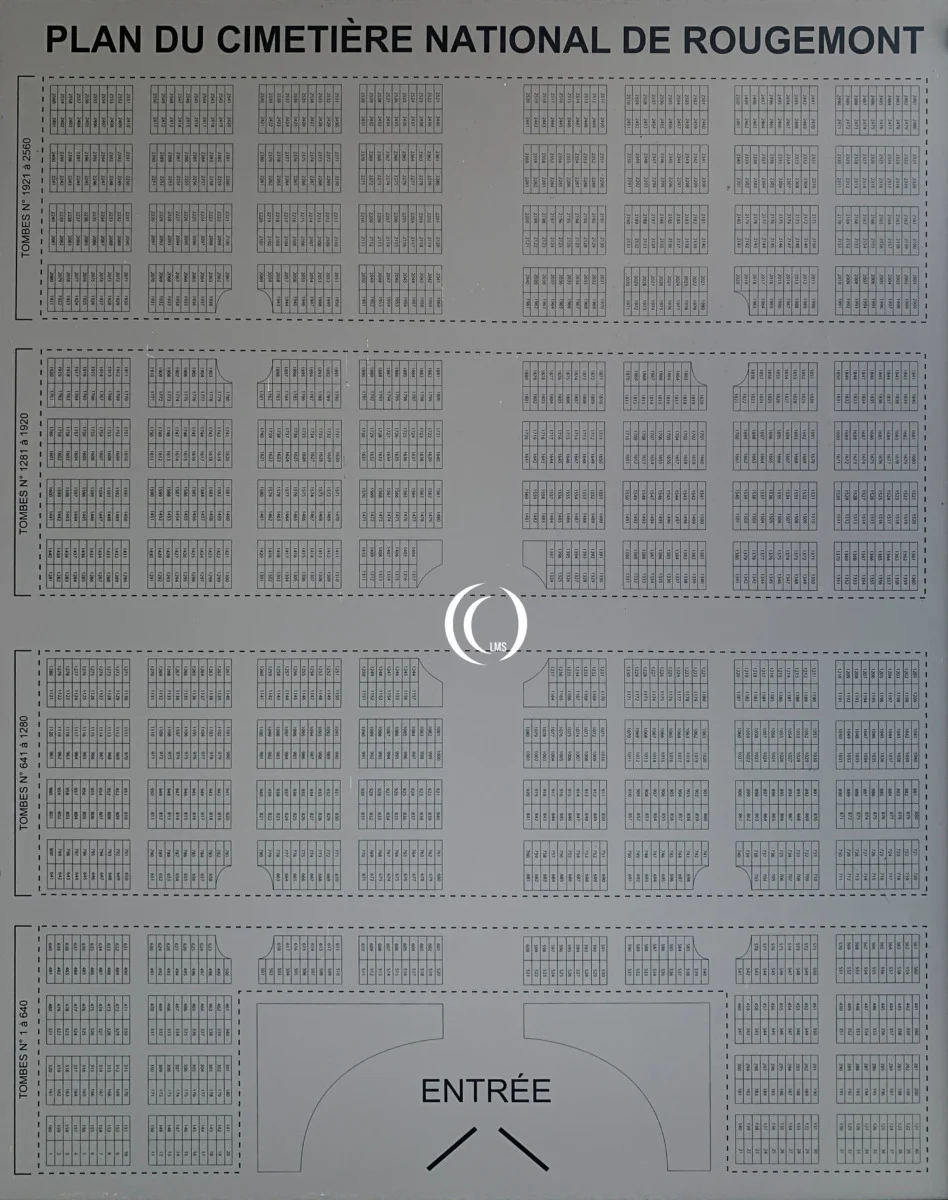 The cemetery layout of National Necropolis of Rougemont, France