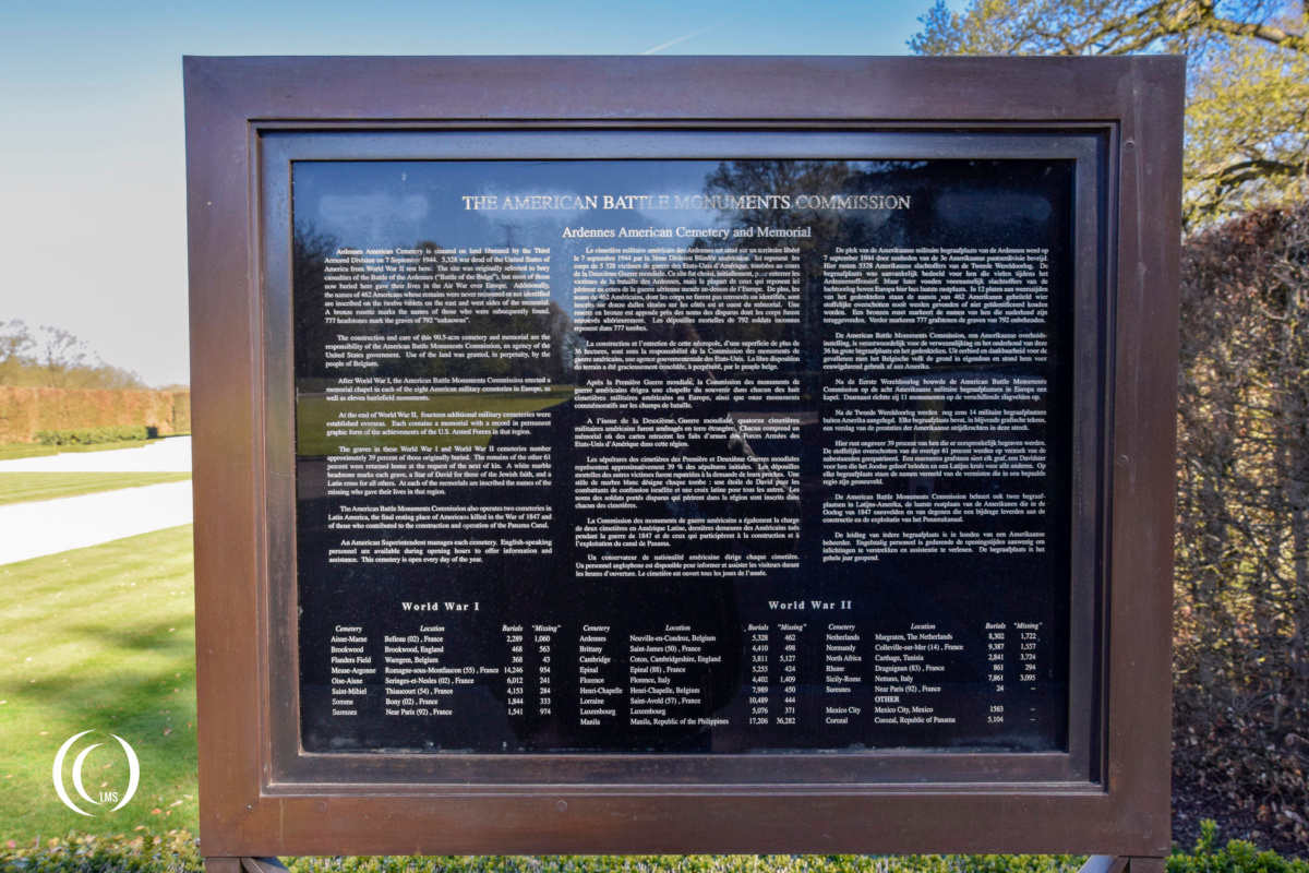 Information sign at Ardennes American Cemetery and Memorial