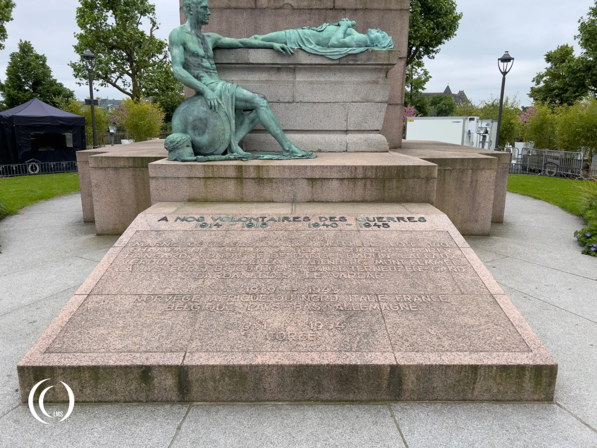 Epitaph in front of Gëlle Fra War Memorial in Luxembourg