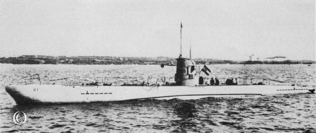 The first German Type IIA U-boat U-1 on trials in 1936