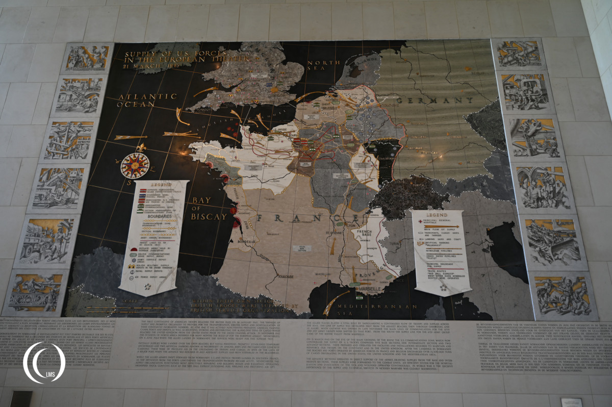 Wall map of the supply routes of US Forces on the European theater in March 1945