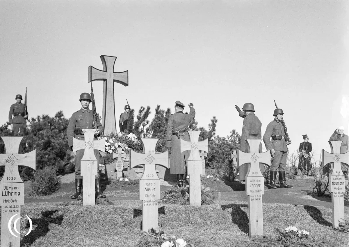 Celebration of the German "Heldengedenktag" at Hietaniemi Heroes Cemetery in Helsinki on 21 March 1943