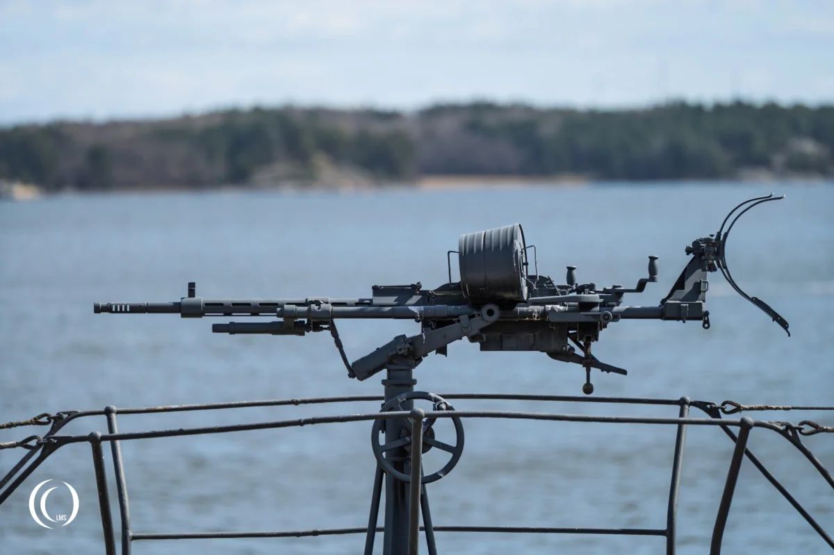 Detail of 20 mm Madsen deck gun of Vesikko