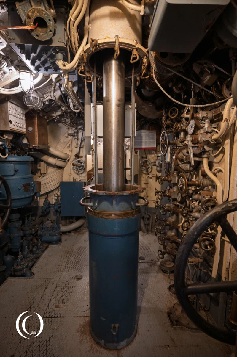 Base of the attack periscope in the conning tower of submarine Vesikko