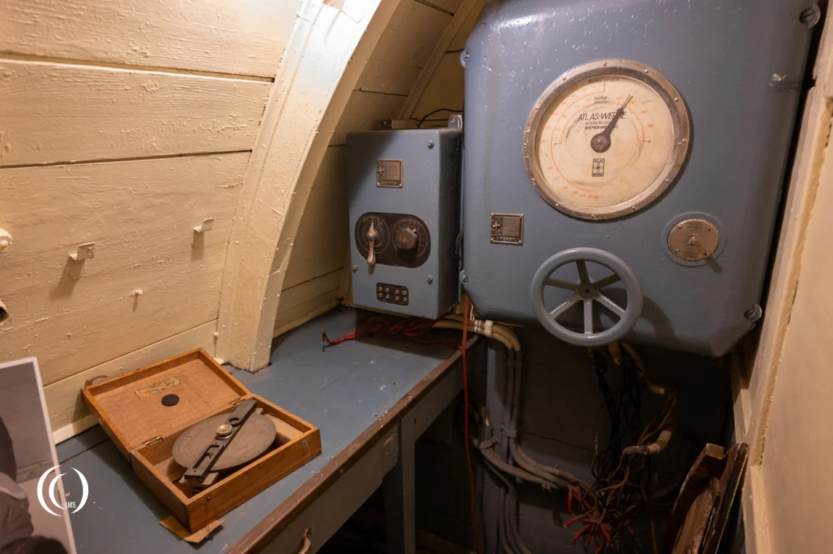 German Atlas-Werke hydrophone sound-ranging device inside submarine Vesikko