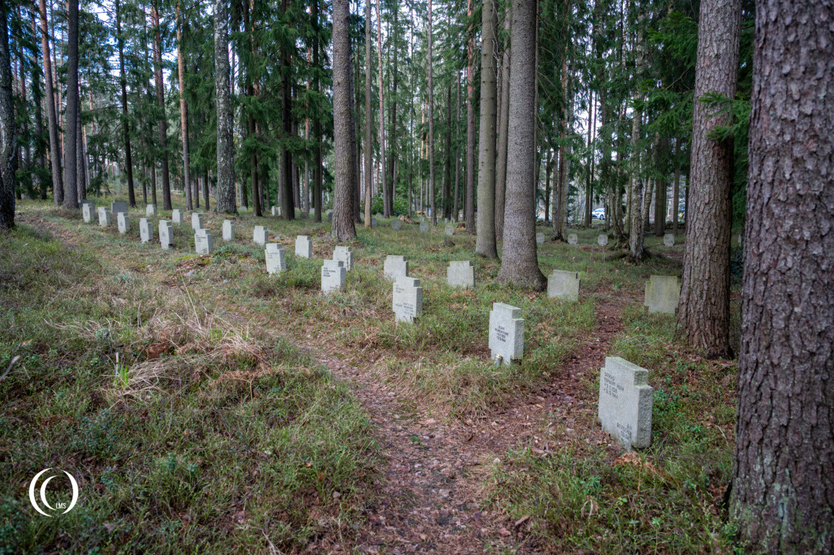 Headstones at the German War Cemetery Helsinki-Honkanummi in Finland