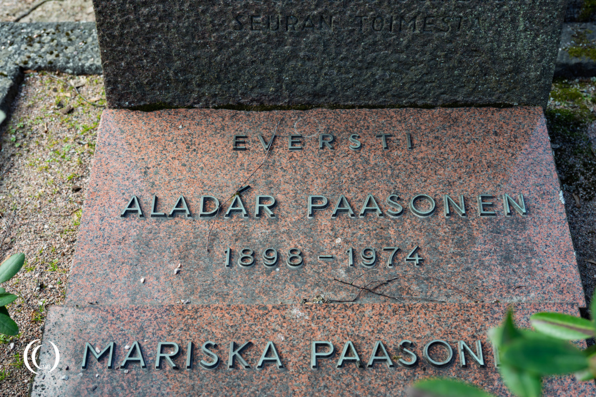 The grave of Aladár Paasonen at Hietaniemi Cemetery in Helsinki, Finland