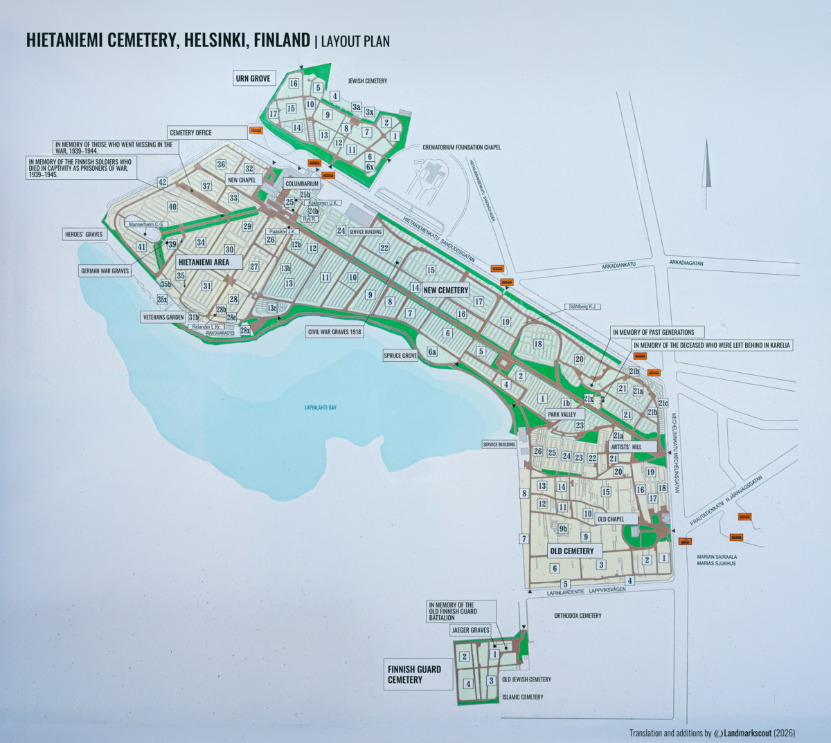 Hietaniemi Cemetery, Helsinki, layout plan Hietaniemi Cemetery, Helsinki, layout plan
